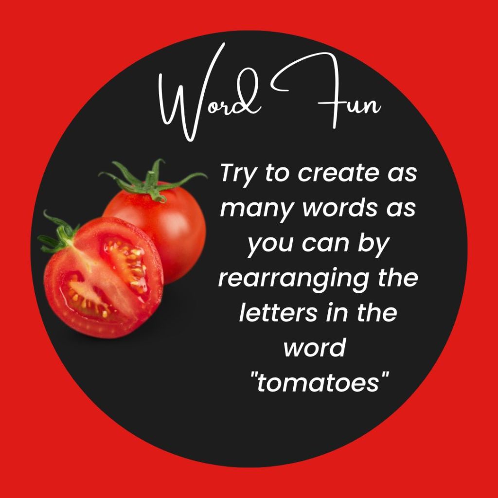 word fun with picture of tomatoes